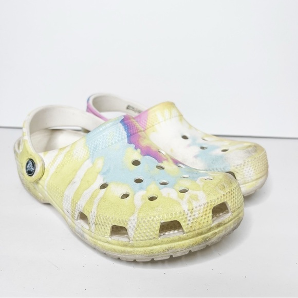 Crocs Classic Slip On Rubber Mules Size 7 Tie Dye - Picture 1 of 4
